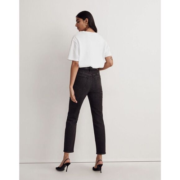 Madewell The Mom Jean Black High Rise Stretch Casual Comfort Minimalist Ankle 25 - Picture 2 of 16